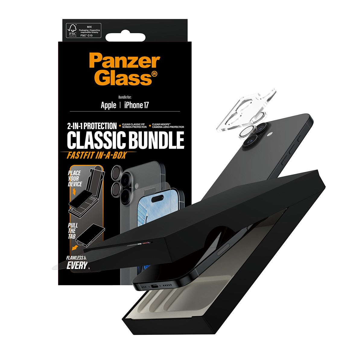 PanzerGlass® 2-in-1 Classic Bundle iPhone 17 w. FASTFIT IN-A-BOX